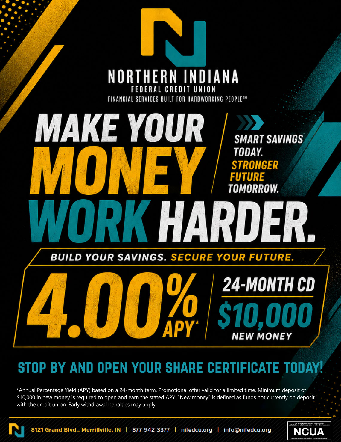 4.00% 24-mont6h CD. Call for more details.